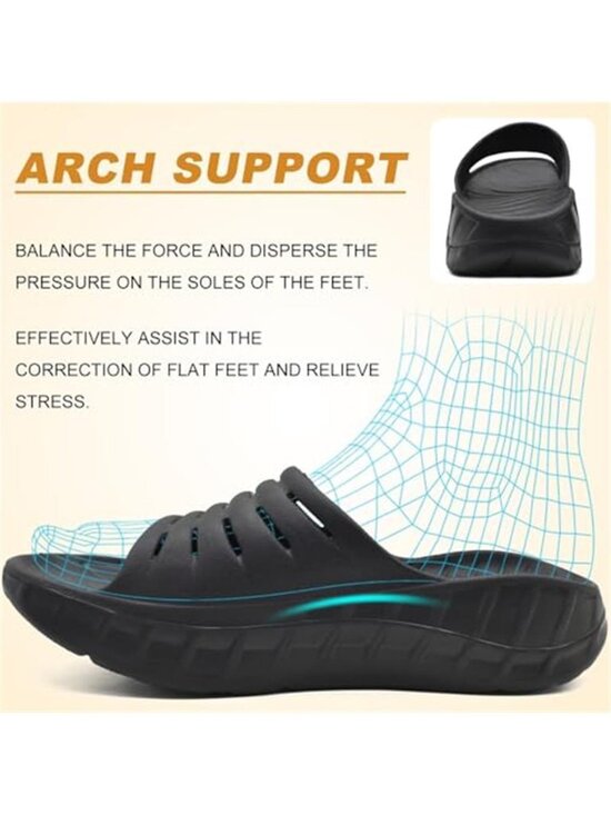 New Mens Recovery Sandals Orthotic Arch Support Open Toe Sport Slides Thick
